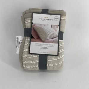 Target threshold cotton gray striped pillow sham NEW